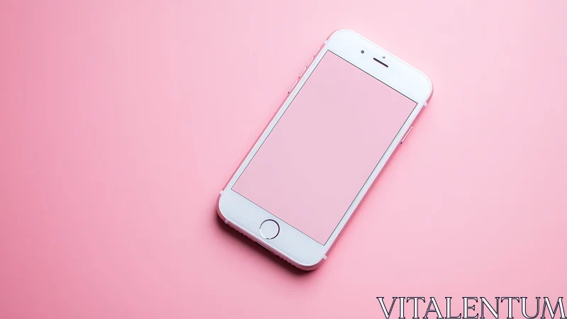White iPhone on Pink Background Flat Lay.