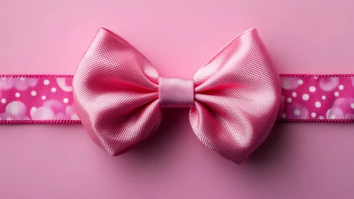 Macro analysis of satin pink bow knot and polka ribbon geometry.