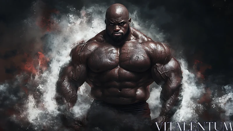 Storm-Forged Titan Emerging From Smoke And Shadowed Fury.