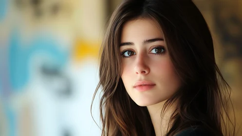 Photorealistic close portrait with shallow depth of field rendering.