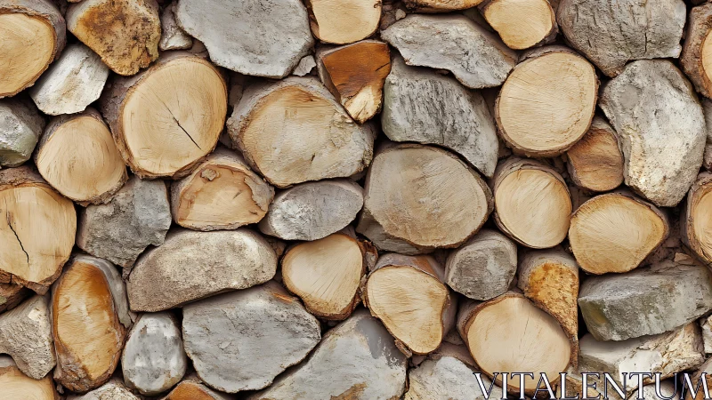 Stacked firewood logs with natural textures and rustic style.