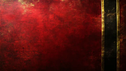 Textured red surface contains vertical black and gold stripe