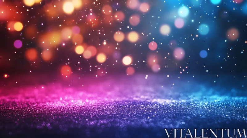 Defocused multicolor bokeh over glittering granular surface