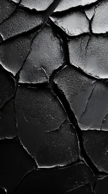 Cracked black texture with glossy fractured surface detail.