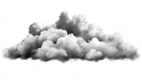 Soft stormy cloud drifting gently across a white sky.