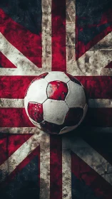 Bold vintage football rests proudly on worn UK flag