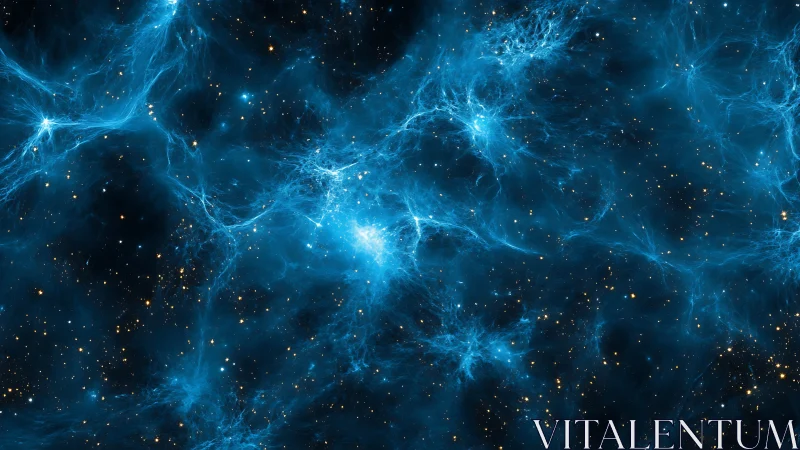 Cosmic blue nebula webs encircling scattered starlight.