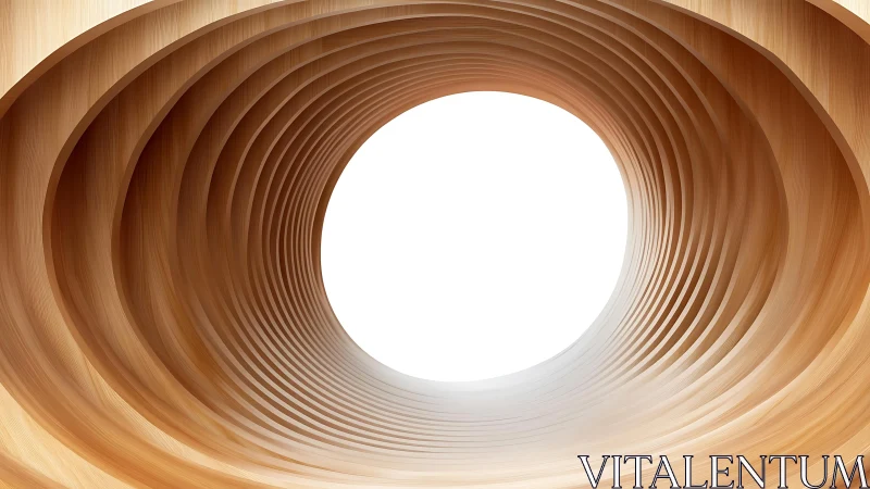 Curved laminated wood tunnel forms a luminous central aperture