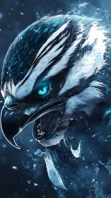 Glacier-eyed thunder raptor screaming through blue starlight.