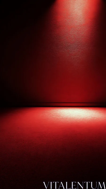 Red textured wall and floor under focused overhead lighting