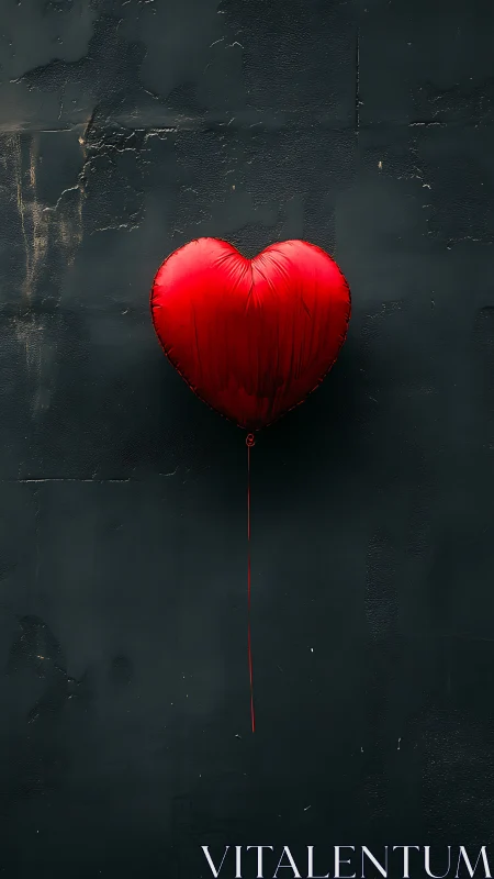 Crimson Heart Defies Decay Against Weathered Urban Wall