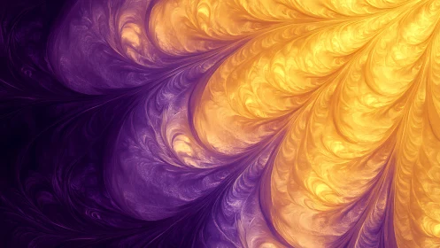 Golden petal currents spilling into deep violet night.