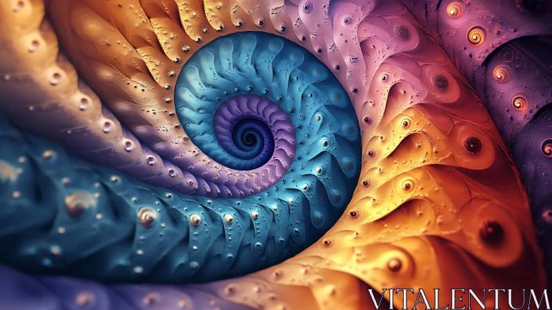 Colorful spiral dreamscape of swirling fractal waves.