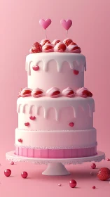 Whimsical Three-Tier Affection Cake. Pink Dreams Come True.