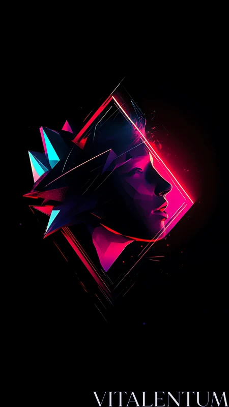Neon prism portrait in geometric cyberpunk silhouette.