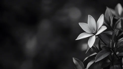 Delicate white flower petals unfold in monochromatic tonal depth.