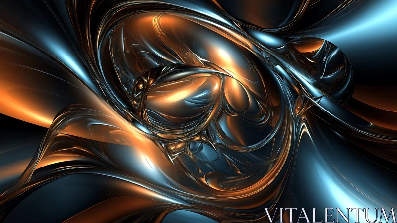 Parametric metallic vortex with cyan and amber reflective caustics