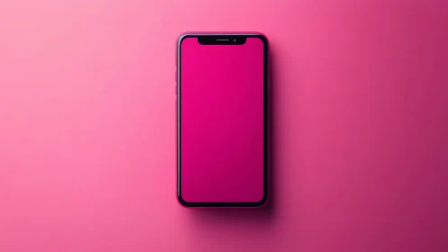 Smartphone Mockup Against Magenta Gradient Background.