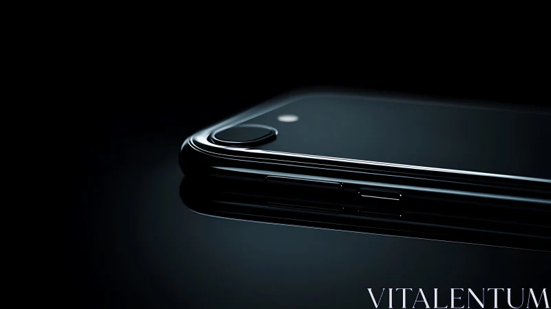 Black smartphone edge with reflective glass surface glow