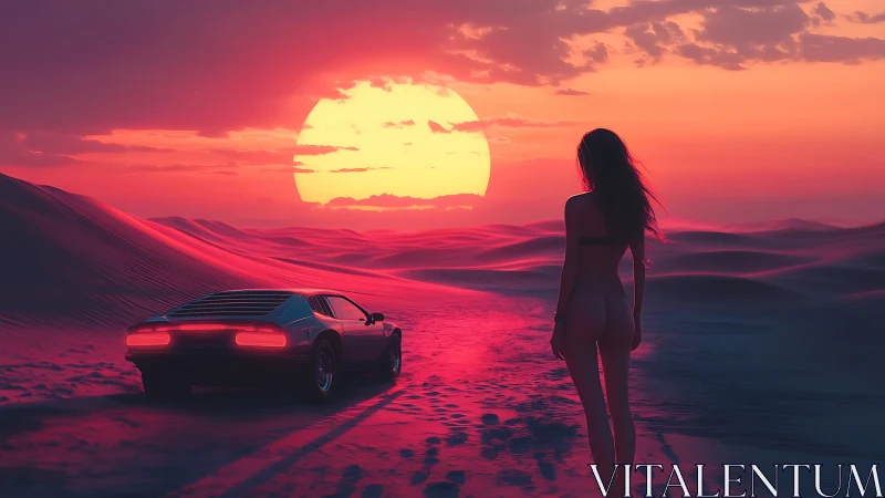 Sunset drive and quiet dreams across neon desert sands.