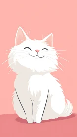 Adorable Fluffy White Kitten Radiating Pure Joy and Contentment.