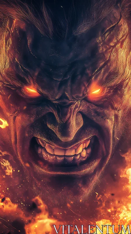 Infernal warrior portrait in high-impact digital painting.