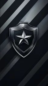 Metallic shield emblem displays central chrome star