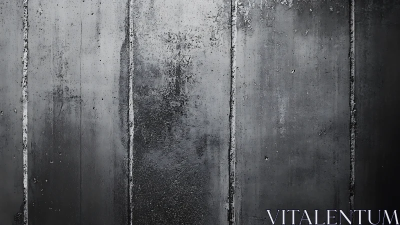 Dark concrete wall panels with worn vertical seams.