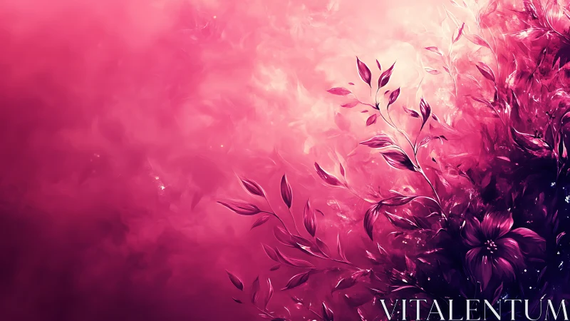 Abstract magenta floral composition merges into luminous mist