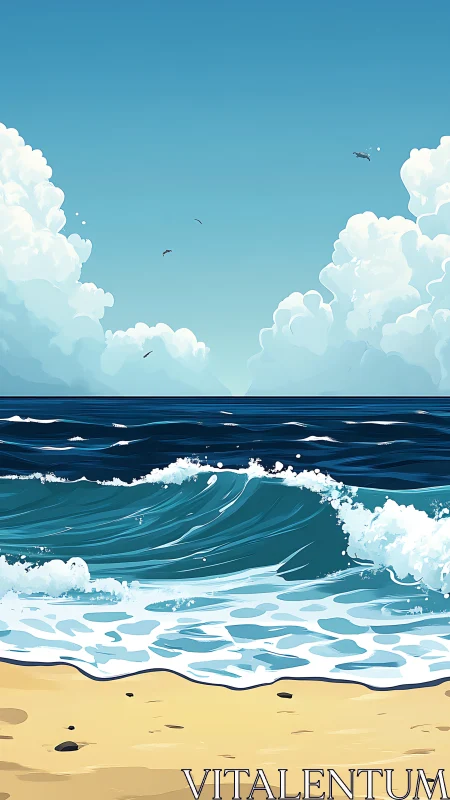 Coastal wave dynamics under clear sky with stylized cloud masses