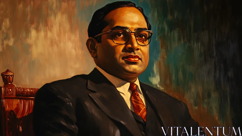 Stately suited gentleman in warm-toned painted portrait.