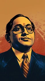 Portrait of dignified Indian man in stylized vector suit