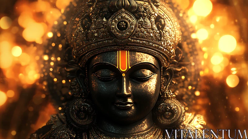 Golden-lit divine deity portrait radiates serene spiritual power.