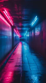 Neon-slick tunnel where magenta and cyan quietly duel.