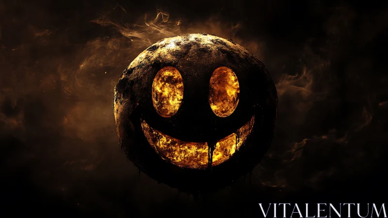 Smiling ember moon drifts through a storm of molten dusk.