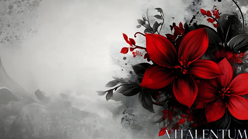 Red Blooms Defy the Monochrome: Emotional Flowers Against Gray Oblivion.