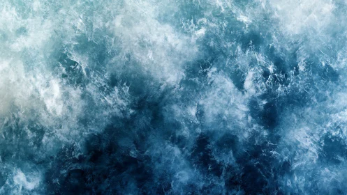 Storm-tossed abstract ocean texture in icy blue tones.