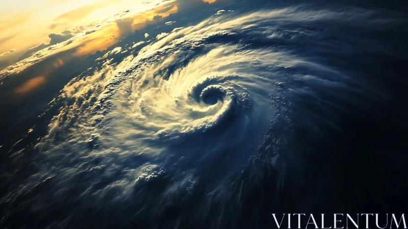 Spiral storm vortex rendered with high contrast atmospheric lighting
