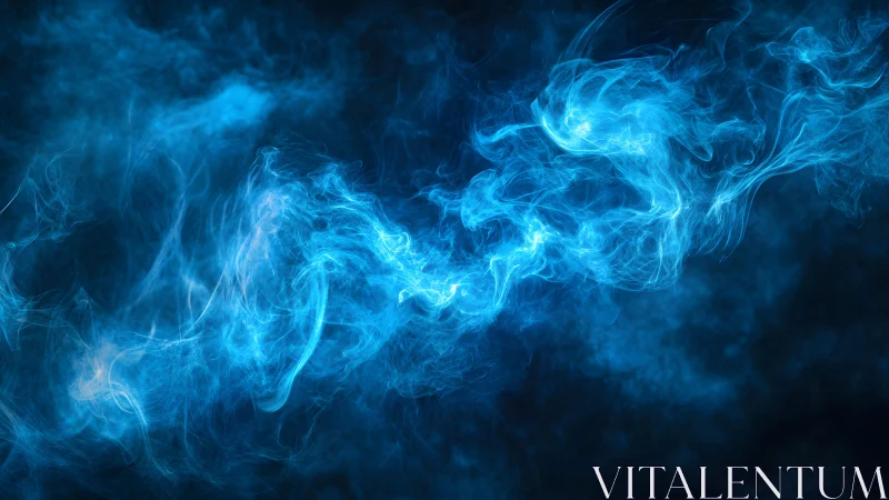 Vivid Blue Smoke Swirls in Abstract Digital Art Style.