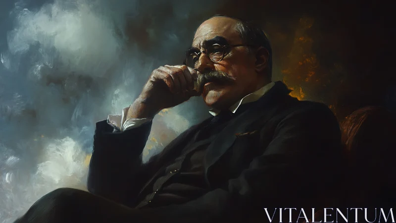 Contemplative gentleman in chiaroscuro oil portrait study