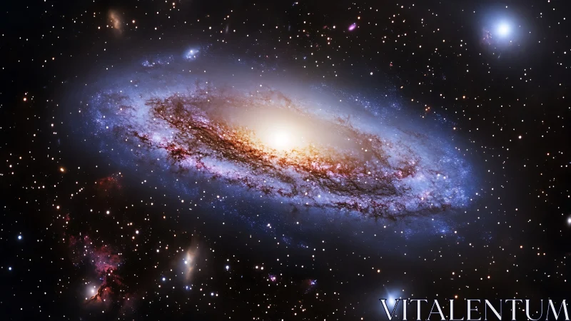 Spiral galaxy core glows amid dense starfield panorama.