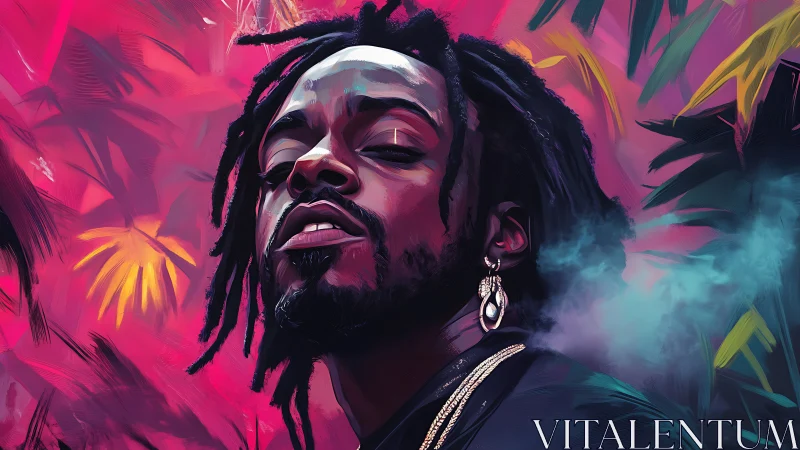 Confident portrait glows in bold tropical color and soft smoke