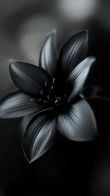 Monochrome Flower Petals Unfold in Ethereal Darkness