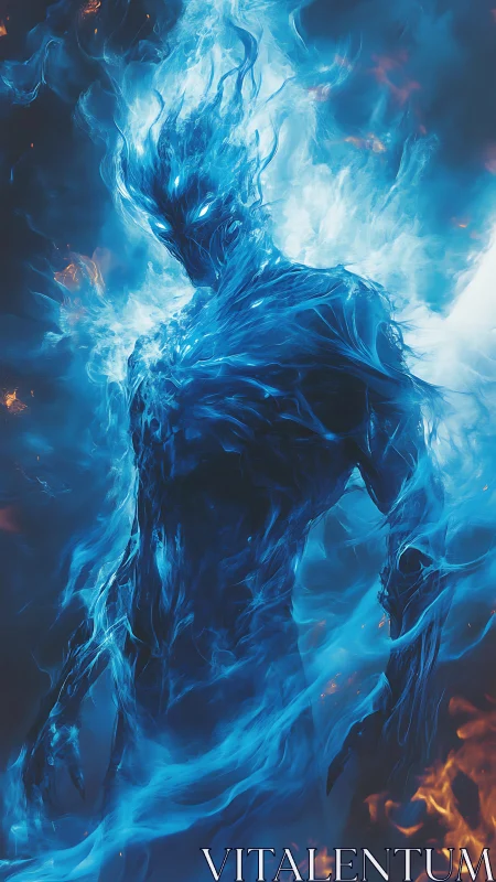 Nebula-born ember wraith wrapped in electric blue flame.