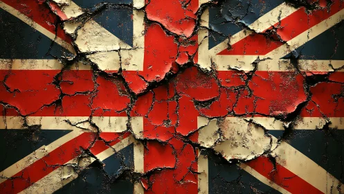 Fractured Union Jack weathered by time and quiet rebellion.