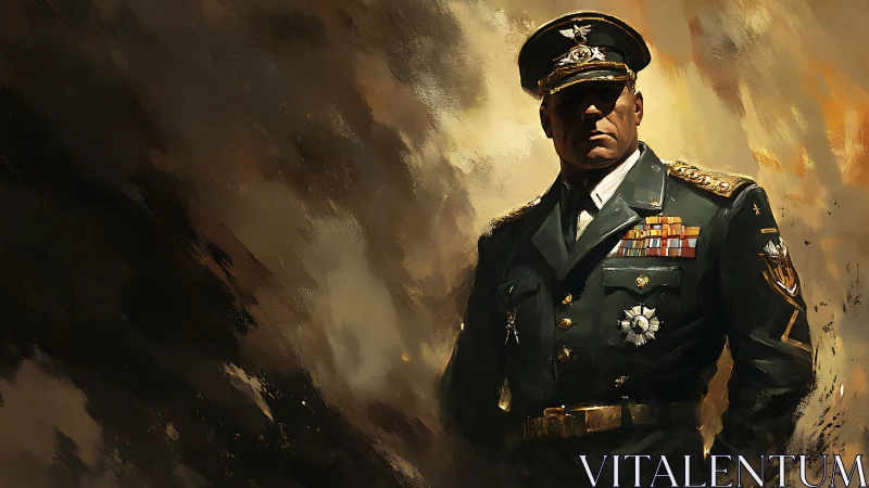 Decorated military commander rendered in dramatic digital painting