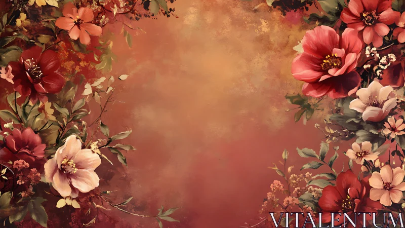 Romantic Floral Garden in Warm Autumn Tones