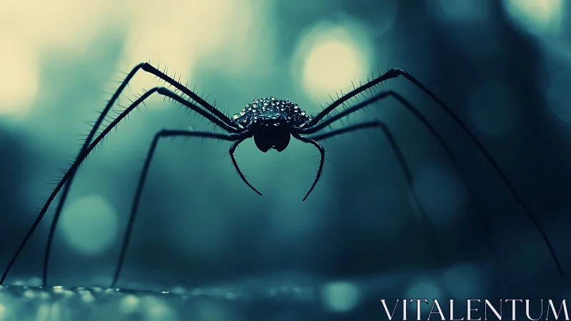 Macro view isolates long-legged arachnid against defocused bokeh