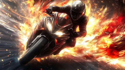 Inferno street racer carving fire through the night sky.