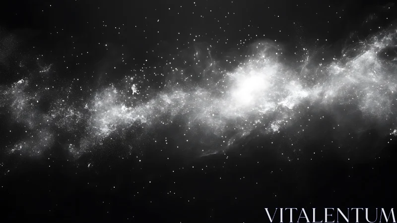 Monochrome galactic nebula band in high-contrast digital rendering.